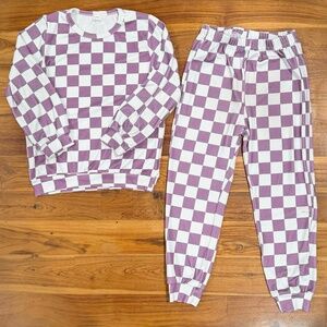 Kids Purple Checkered Jogger Set Size 6
